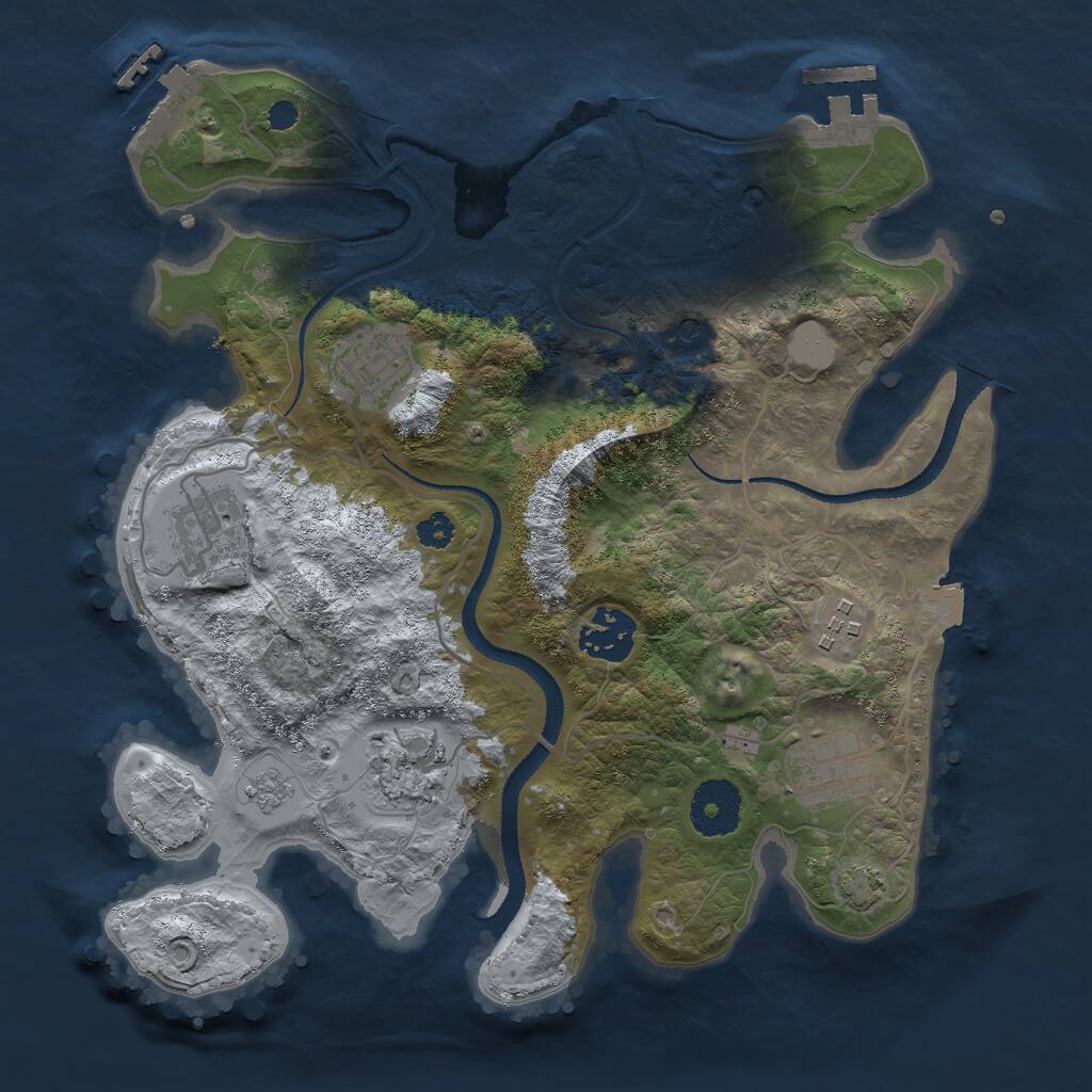 Rust Map: Procedural Map, Size: 3000, Seed: 1539560865, 12 Monuments