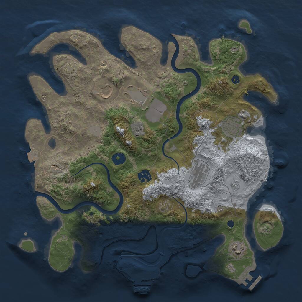 Rust Map: Procedural Map, Size: 3500, Seed: 7428, 13 Monuments