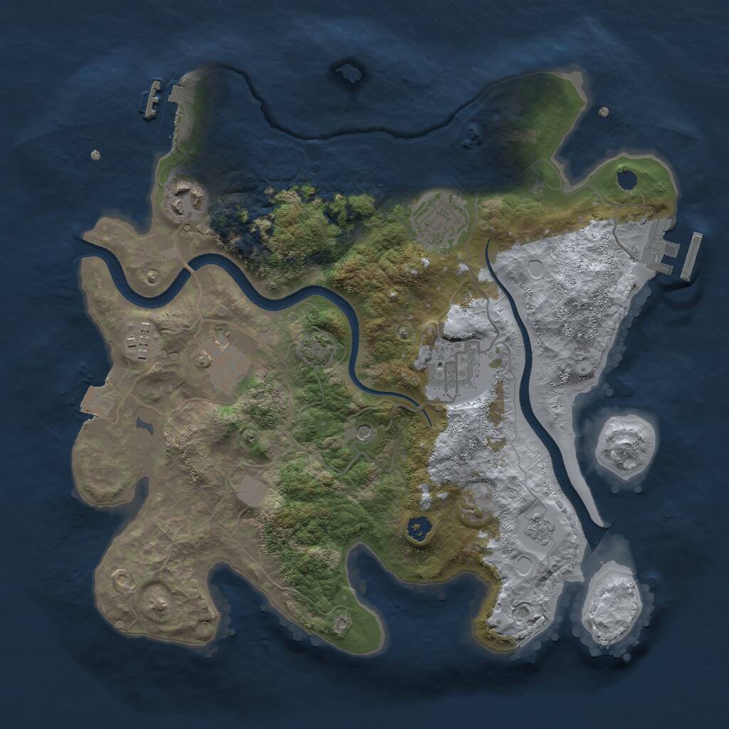 Rust Map: Procedural Map, Size: 3000, Seed: 289651, 11 Monuments