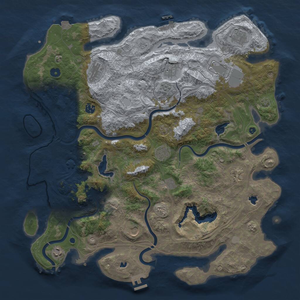 Rust Map: Procedural Map, Size: 4500, Seed: 166589338, 17 Monuments