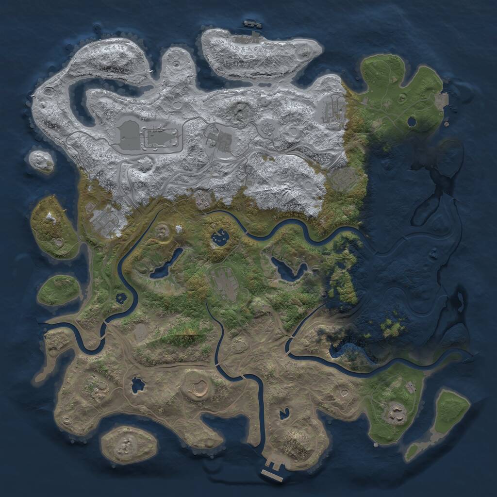 Rust Map: Procedural Map, Size: 4500, Seed: 445807549, 17 Monuments