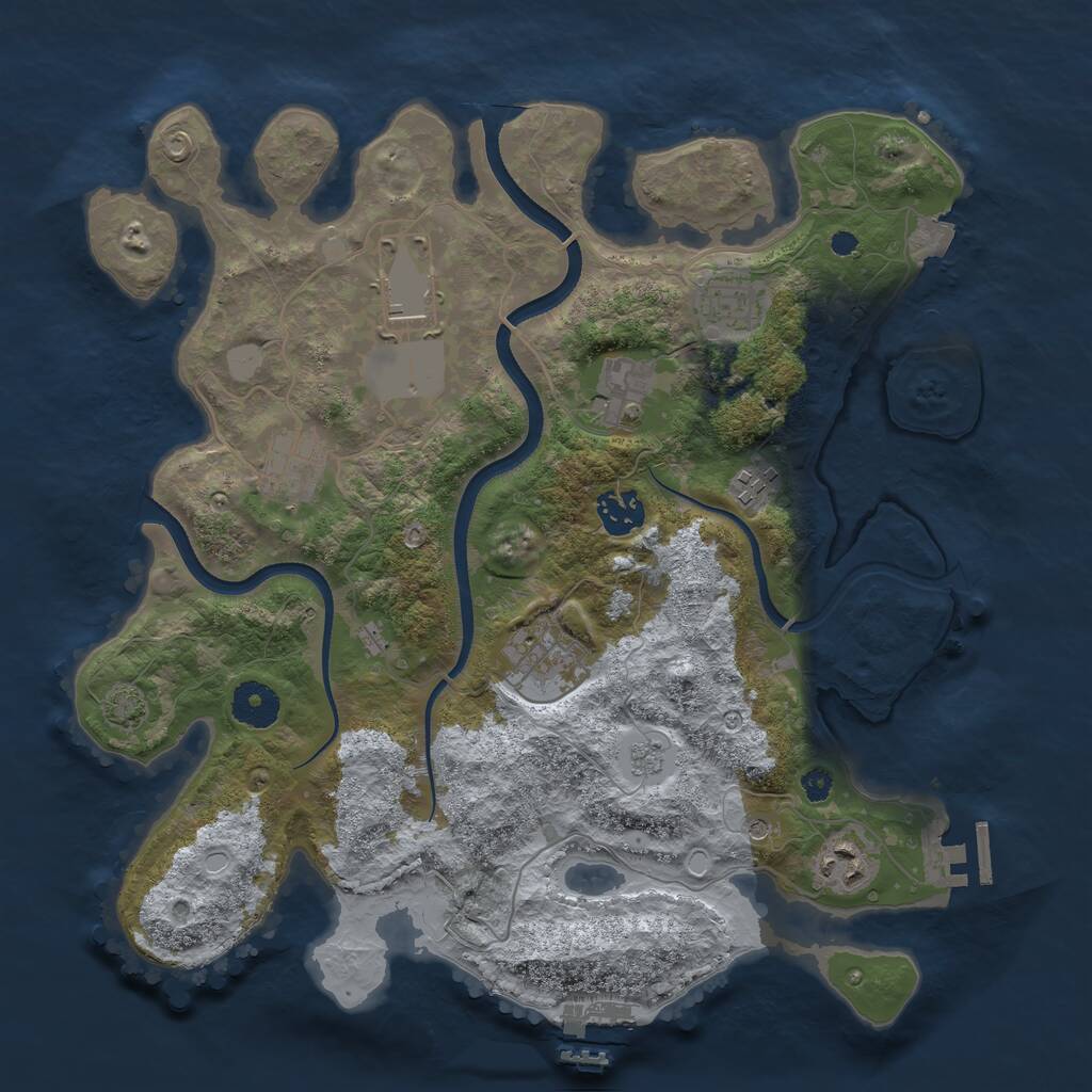 Rust Map: Procedural Map, Size: 3500, Seed: 2144875218, 14 Monuments