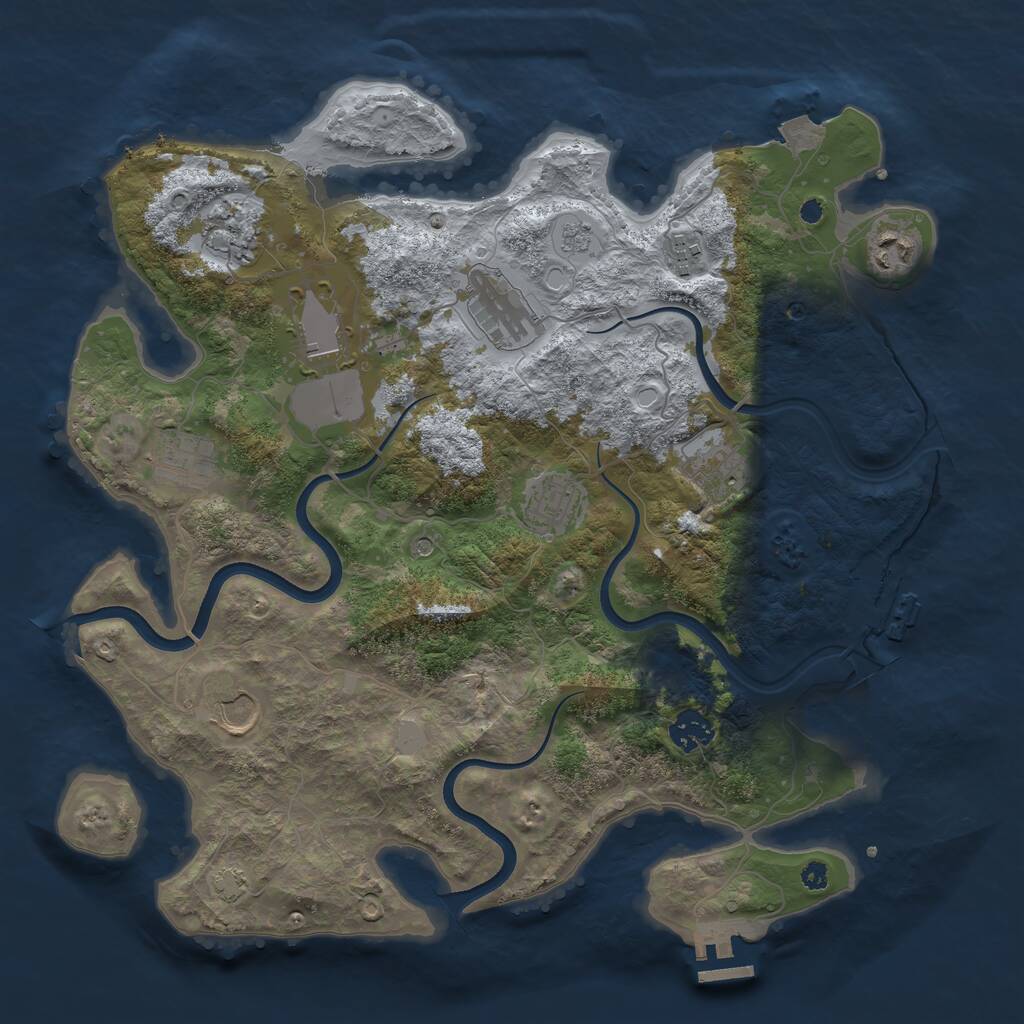 Rust Map: Procedural Map, Size: 3700, Seed: 577943566, 16 Monuments