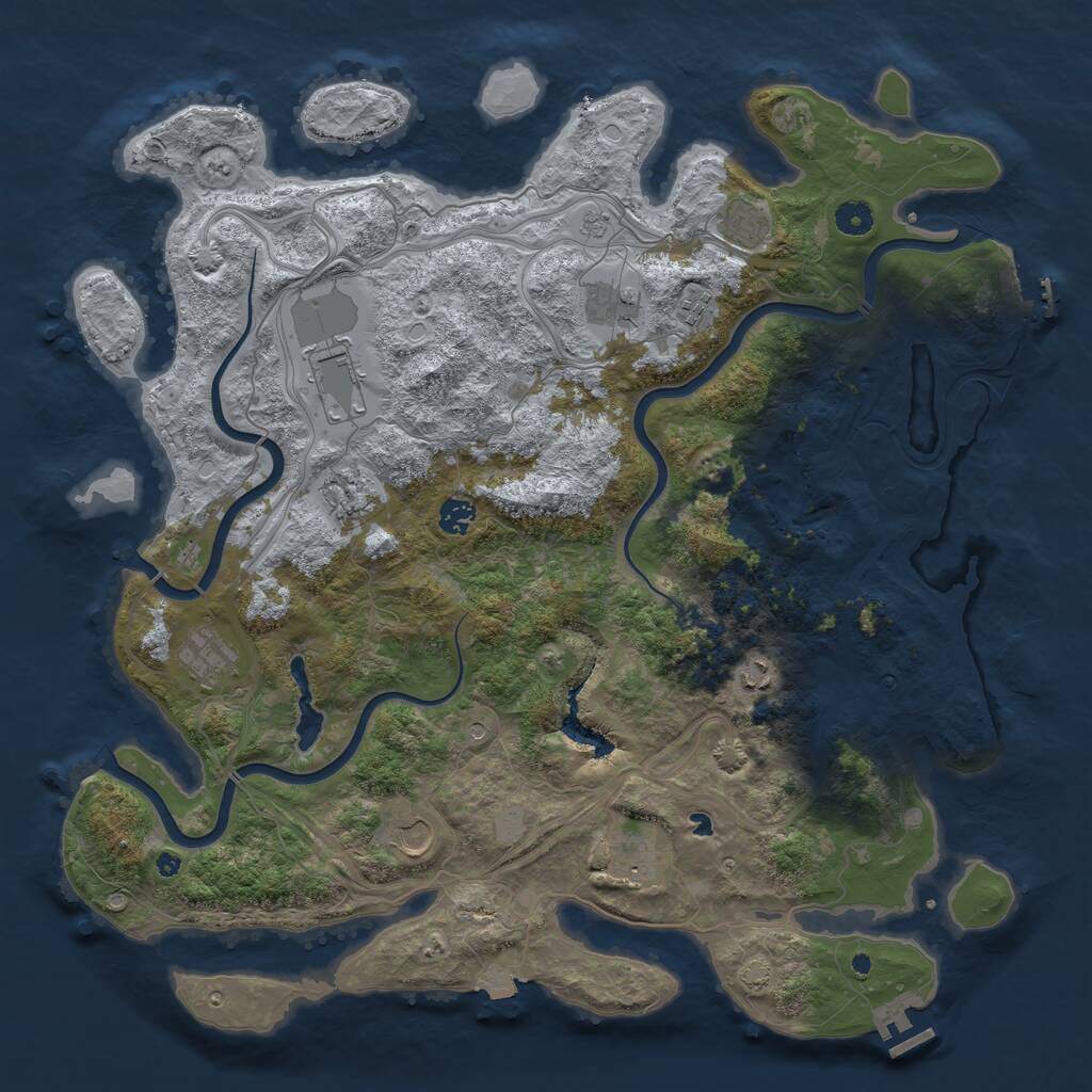 Rust Map: Procedural Map, Size: 4500, Seed: 199719031, 16 Monuments