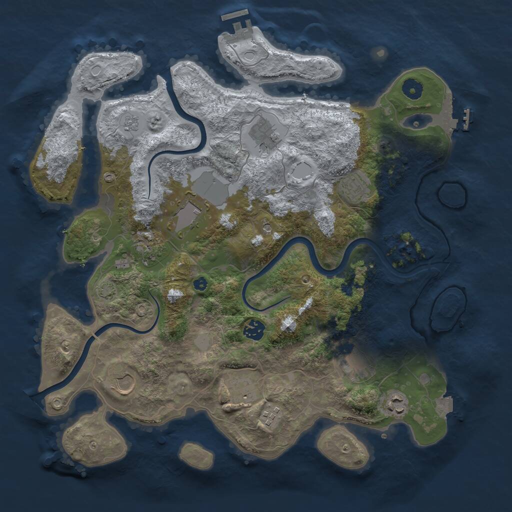 Rust Map: Procedural Map, Size: 3750, Seed: 1185607438, 16 Monuments