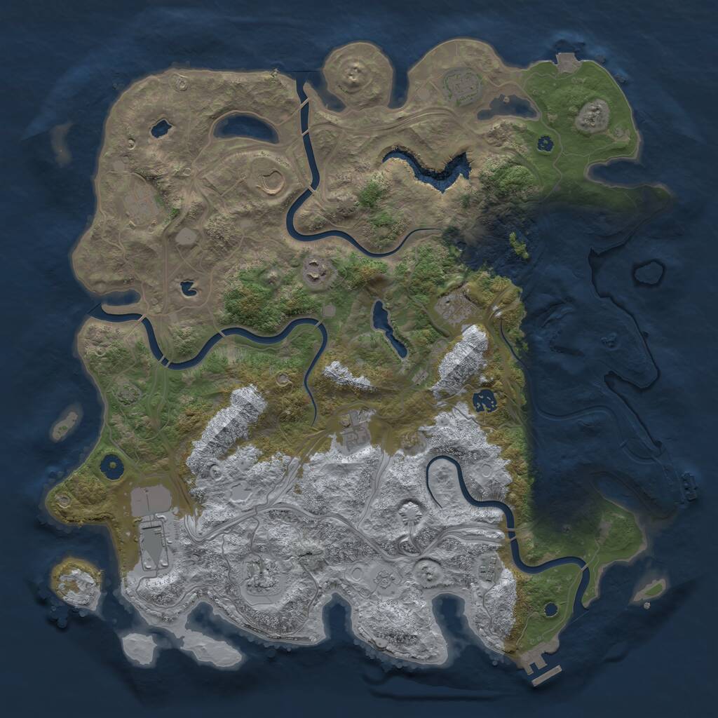Rust Map: Procedural Map, Size: 4500, Seed: 1310695176, 16 Monuments