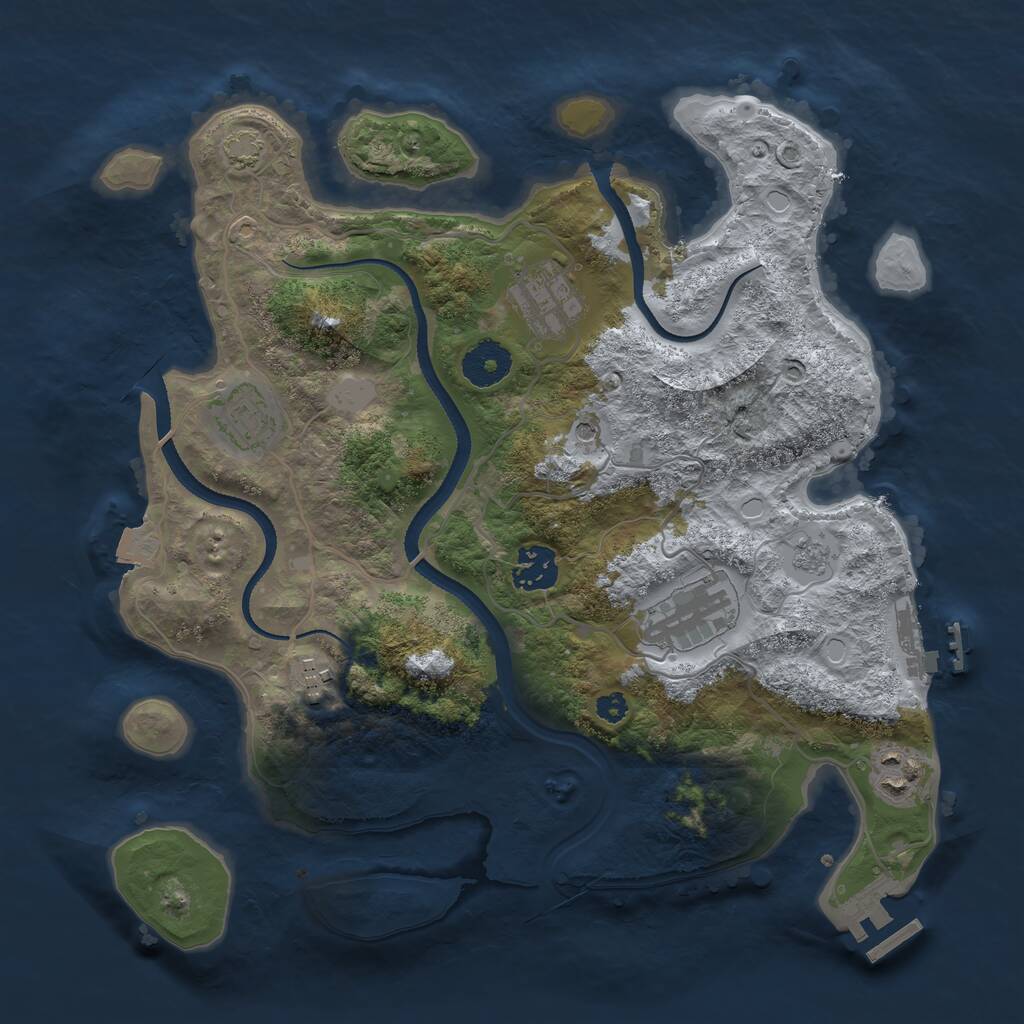 Rust Map: Procedural Map, Size: 3300, Seed: 1986106030, 12 Monuments