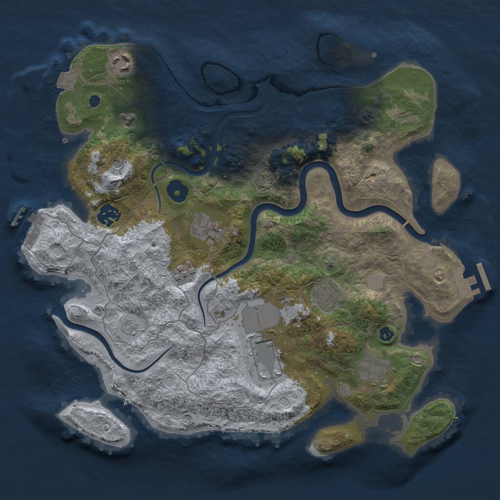 Rust Map: Procedural Map, Size: 3500, Seed: 713765315, 13 Monuments