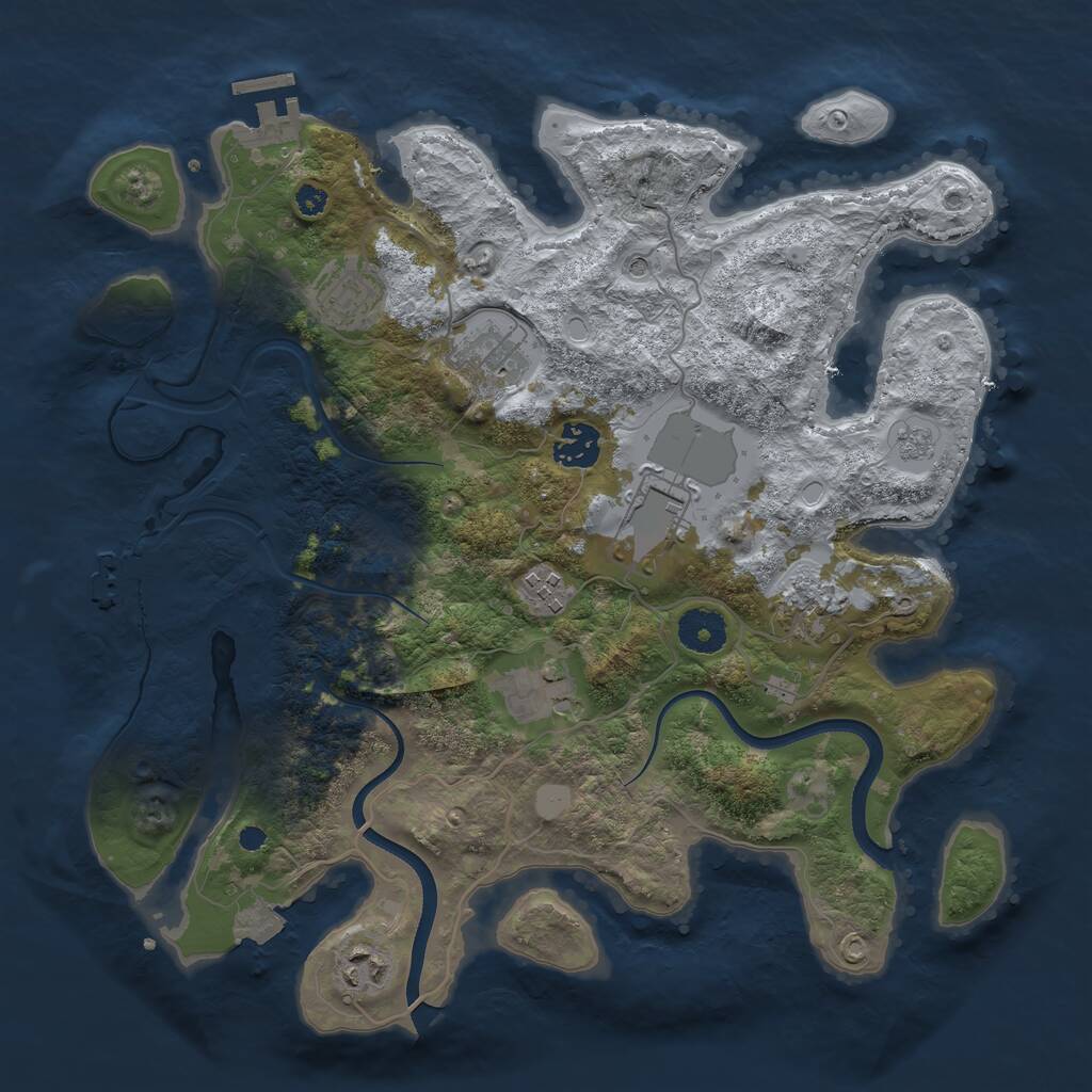 Rust Map: Procedural Map, Size: 3500, Seed: 1108552128, 14 Monuments