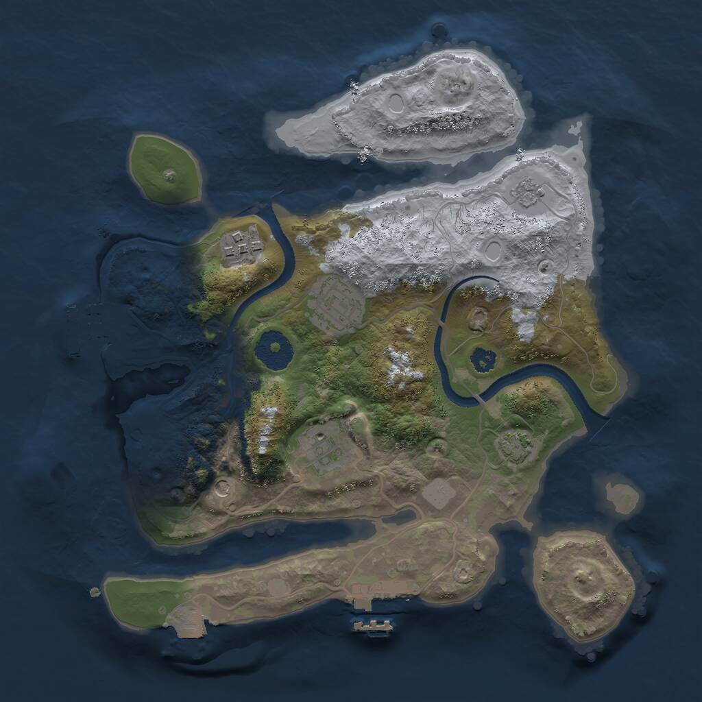 Rust Map: Procedural Map, Size: 2800, Seed: 1624491238, 9 Monuments