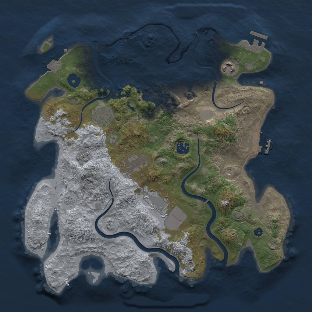 Rust Map: Procedural Map, Size: 3500, Seed: 404854730, 13 Monuments