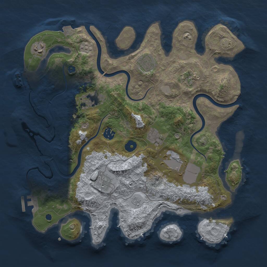 Rust Map: Procedural Map, Size: 3500, Seed: 1959807373, 15 Monuments