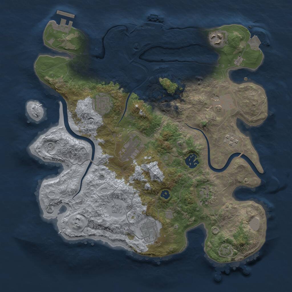 Rust Map: Procedural Map, Size: 3250, Seed: 1557476842, 14 Monuments