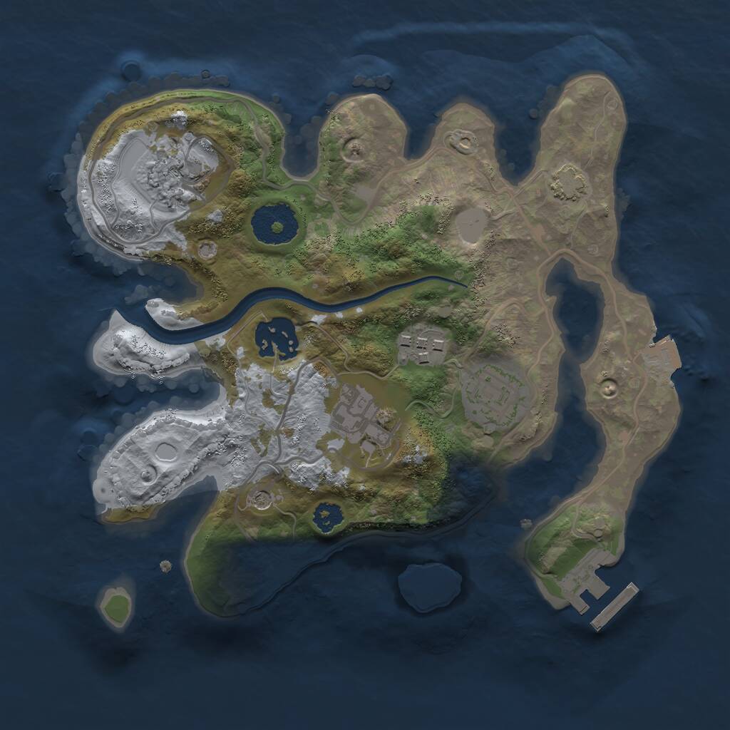 Rust Map: Procedural Map, Size: 2500, Seed: 331769072, 9 Monuments