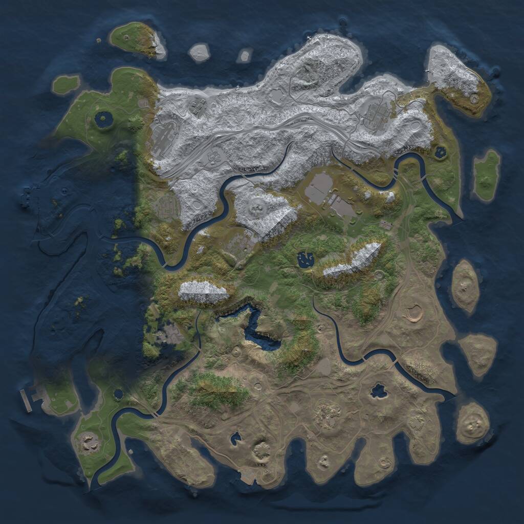 Rust Map: Procedural Map, Size: 4500, Seed: 377473887, 17 Monuments