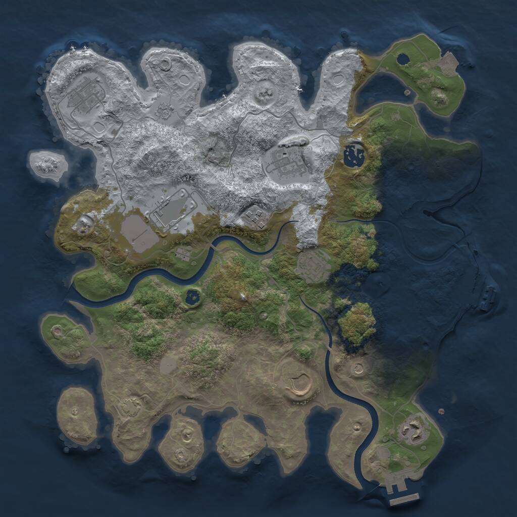 Rust Map: Procedural Map, Size: 3500, Seed: 23924, 14 Monuments