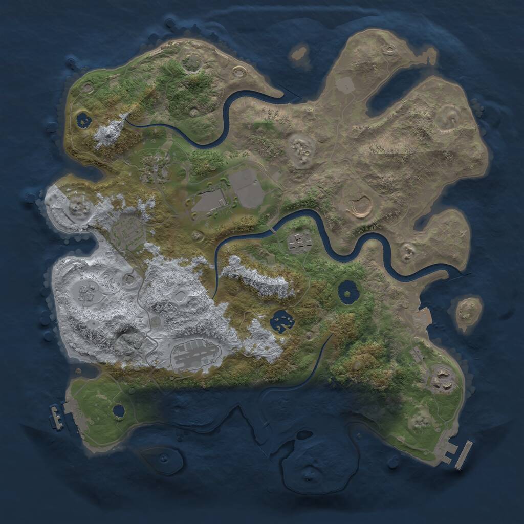 Rust Map: Procedural Map, Size: 3500, Seed: 1340696960, 14 Monuments