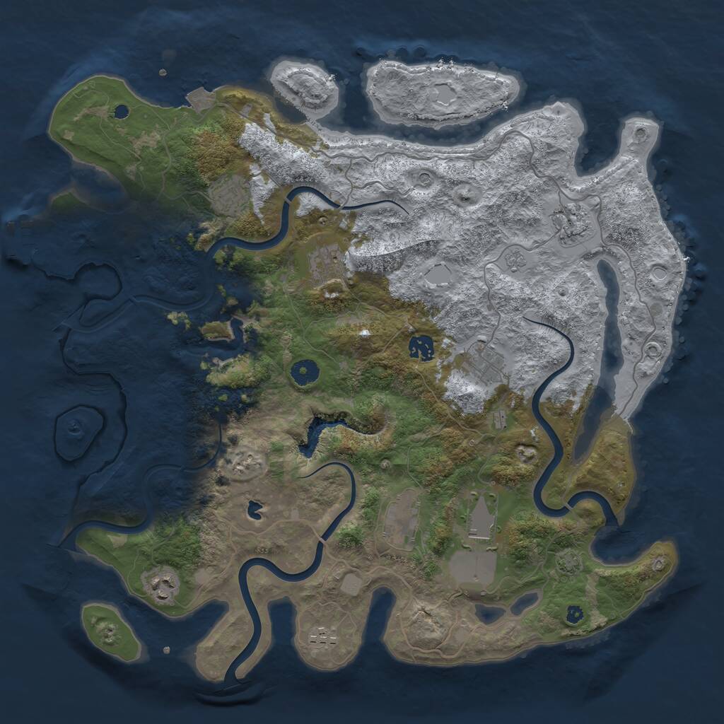 Rust Map: Procedural Map, Size: 4096, Seed: 31626176, 14 Monuments