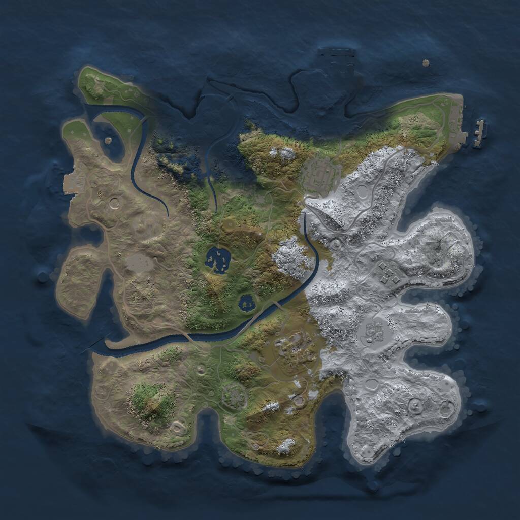 Rust Map: Procedural Map, Size: 3000, Seed: 18126, 10 Monuments