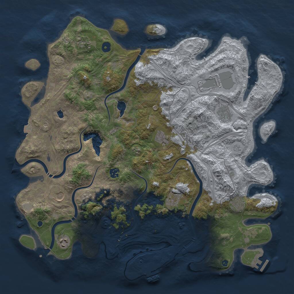 Rust Map: Procedural Map, Size: 4450, Seed: 6327, 16 Monuments