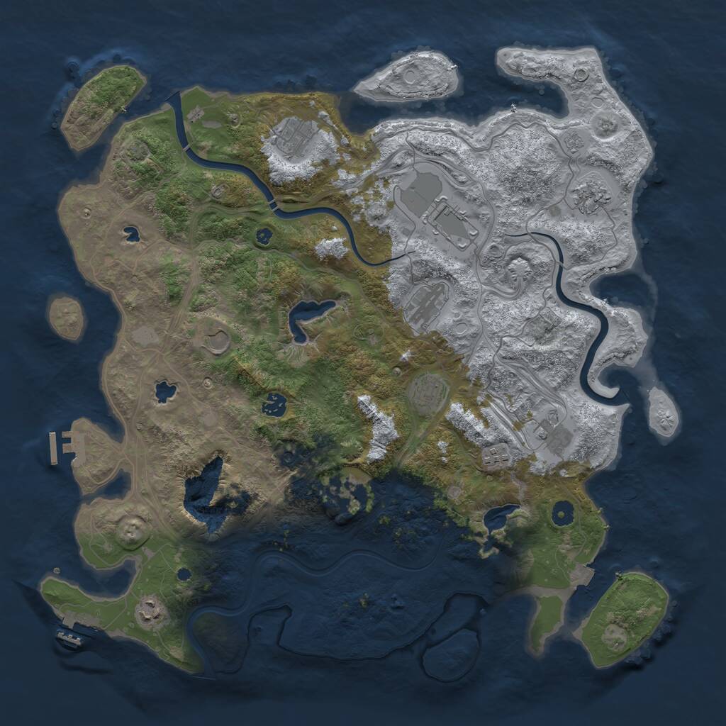 Rust Map: Procedural Map, Size: 4500, Seed: 1063170782, 17 Monuments