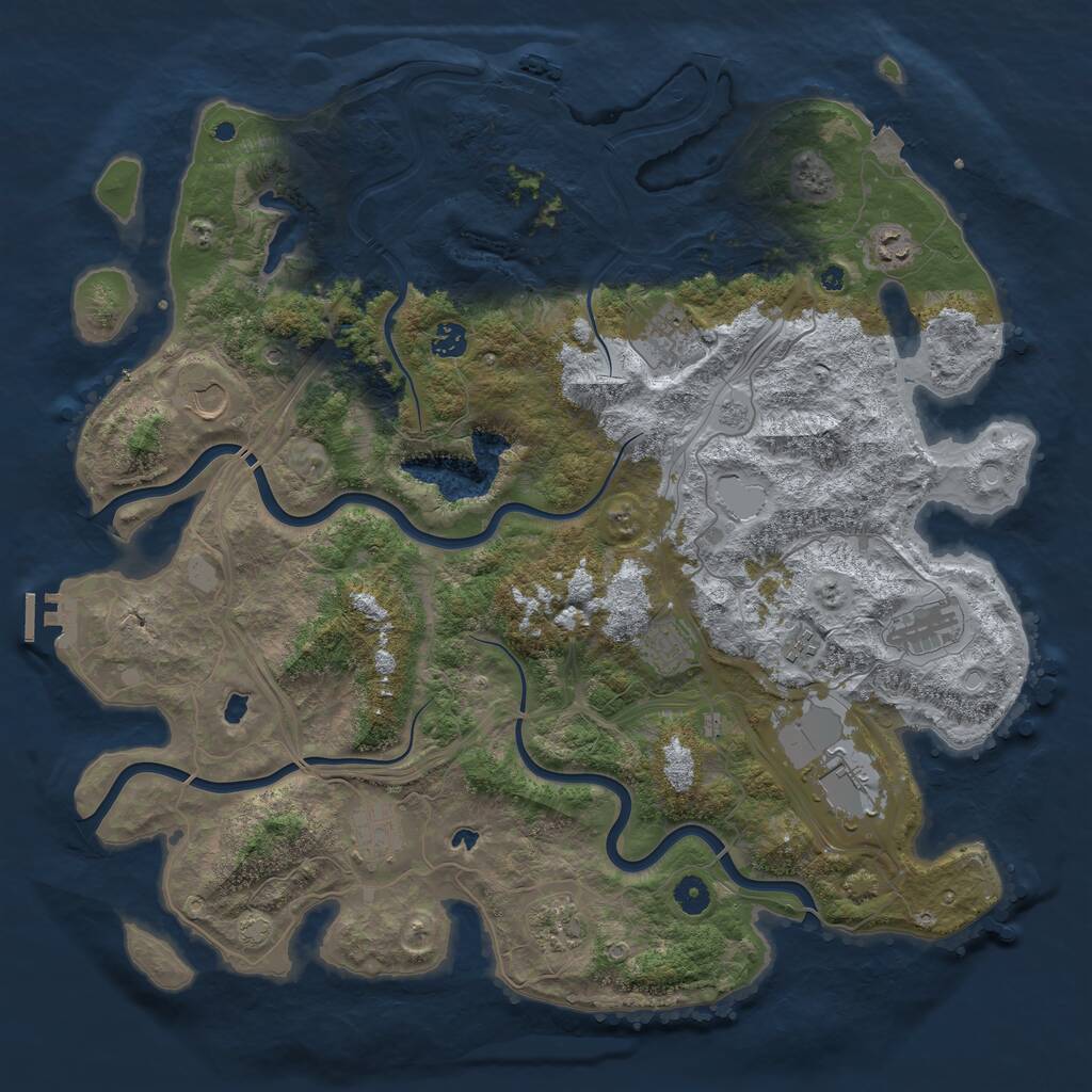 Rust Map: Procedural Map, Size: 4500, Seed: 1991365053, 16 Monuments