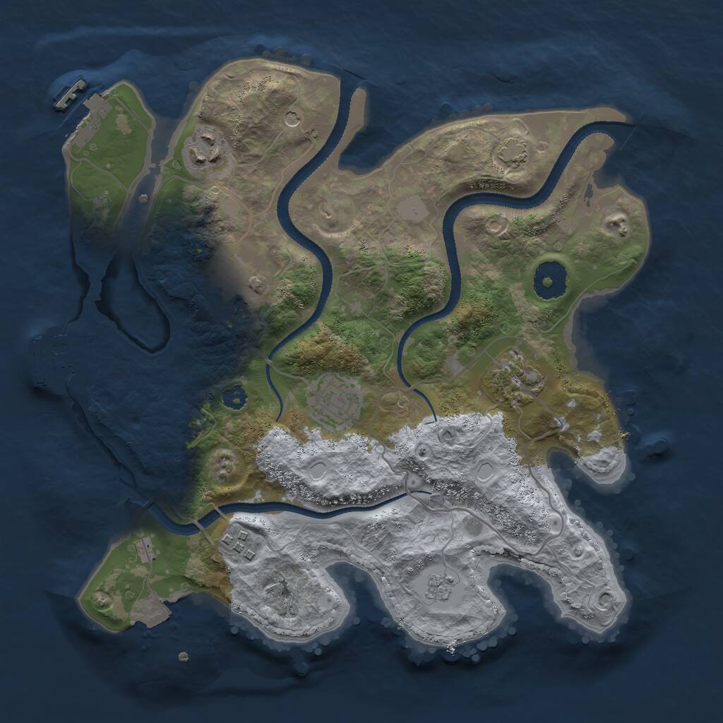 Rust Map: Procedural Map, Size: 3000, Seed: 1870174465, 11 Monuments