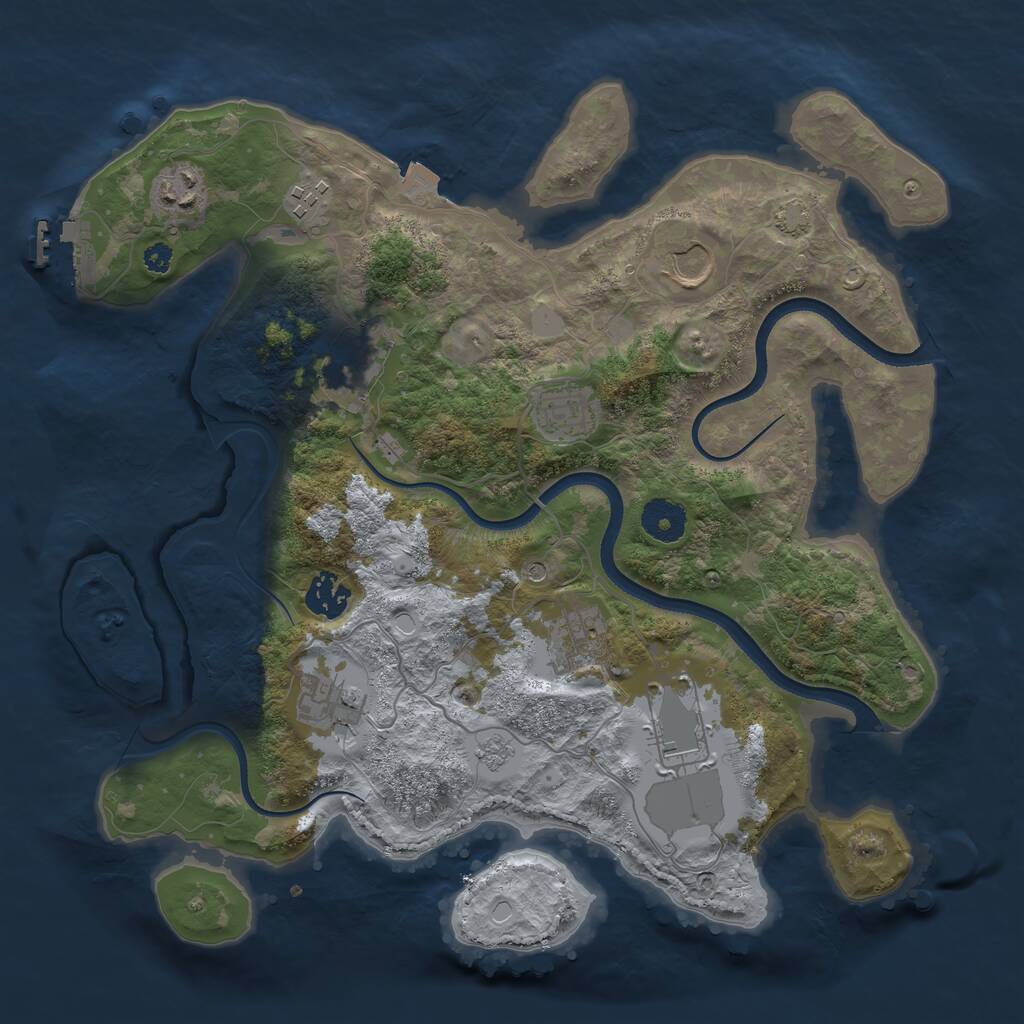 Rust Map: Procedural Map, Size: 3500, Seed: 1024234277, 14 Monuments