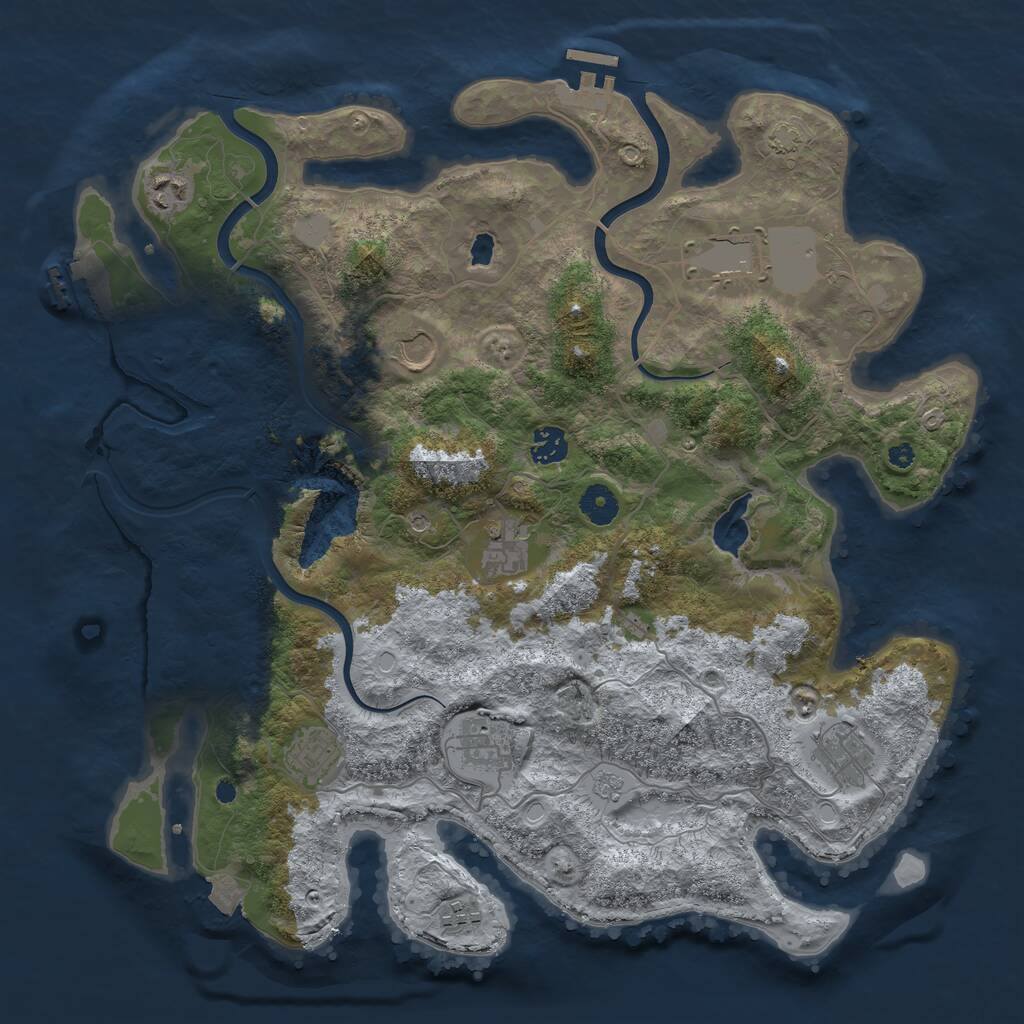 Rust Map: Procedural Map, Size: 4000, Seed: 456684, 15 Monuments