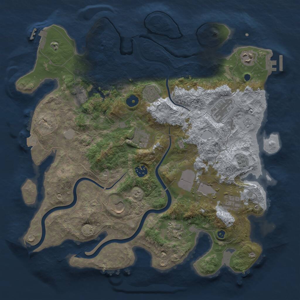 Rust Map: Procedural Map, Size: 3800, Seed: 12004, 17 Monuments