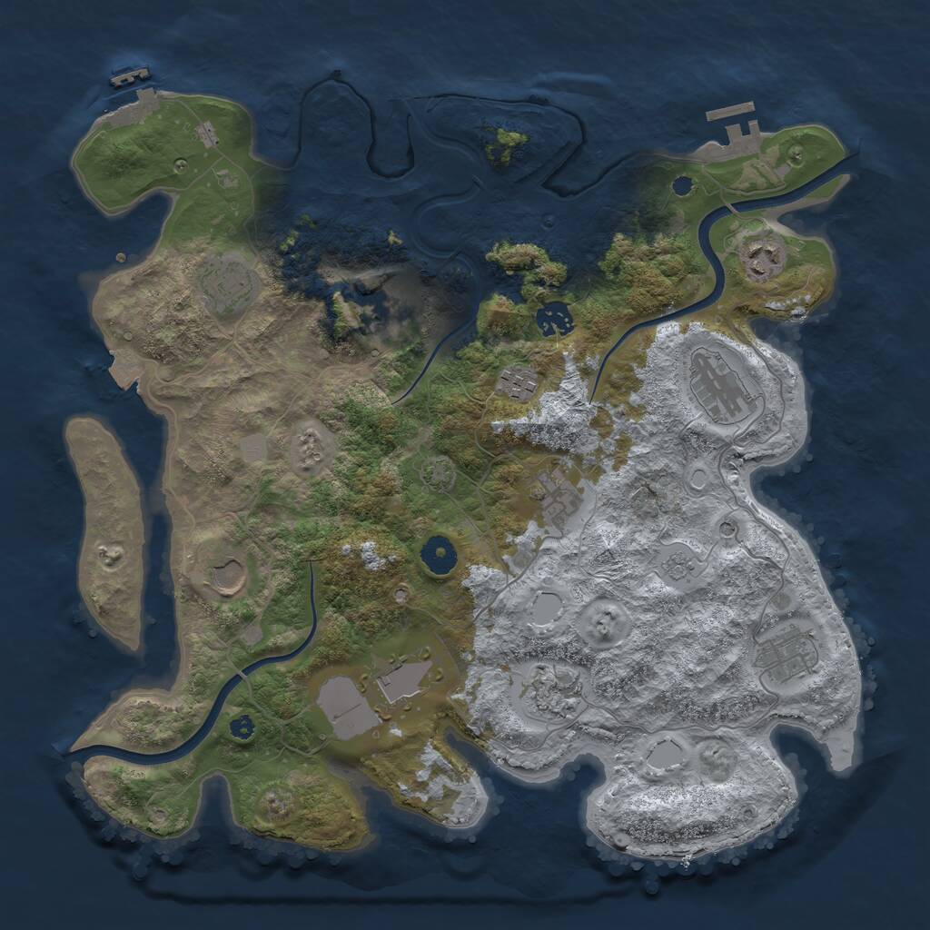 Rust Map: Procedural Map, Size: 3850, Seed: 3321, 17 Monuments