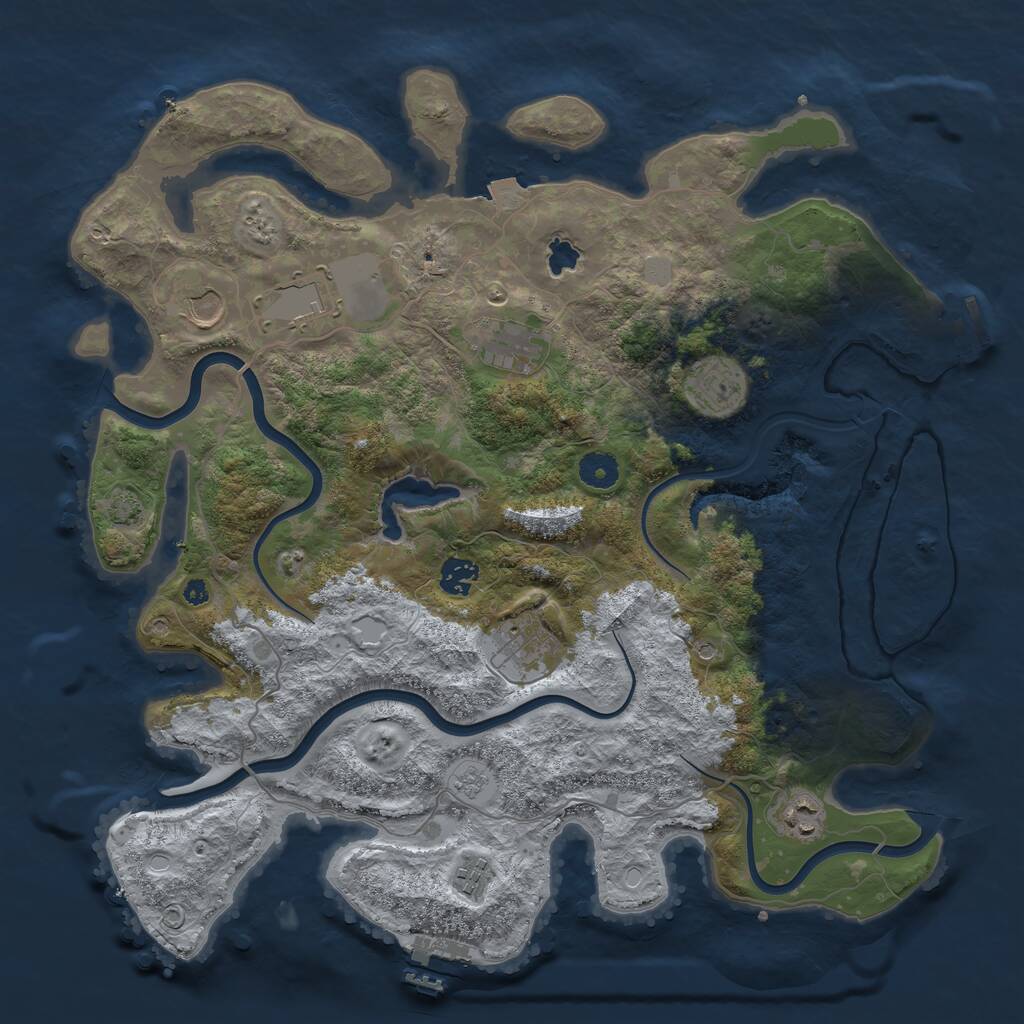 Rust Map: Procedural Map, Size: 4020, Seed: 888835923, 14 Monuments