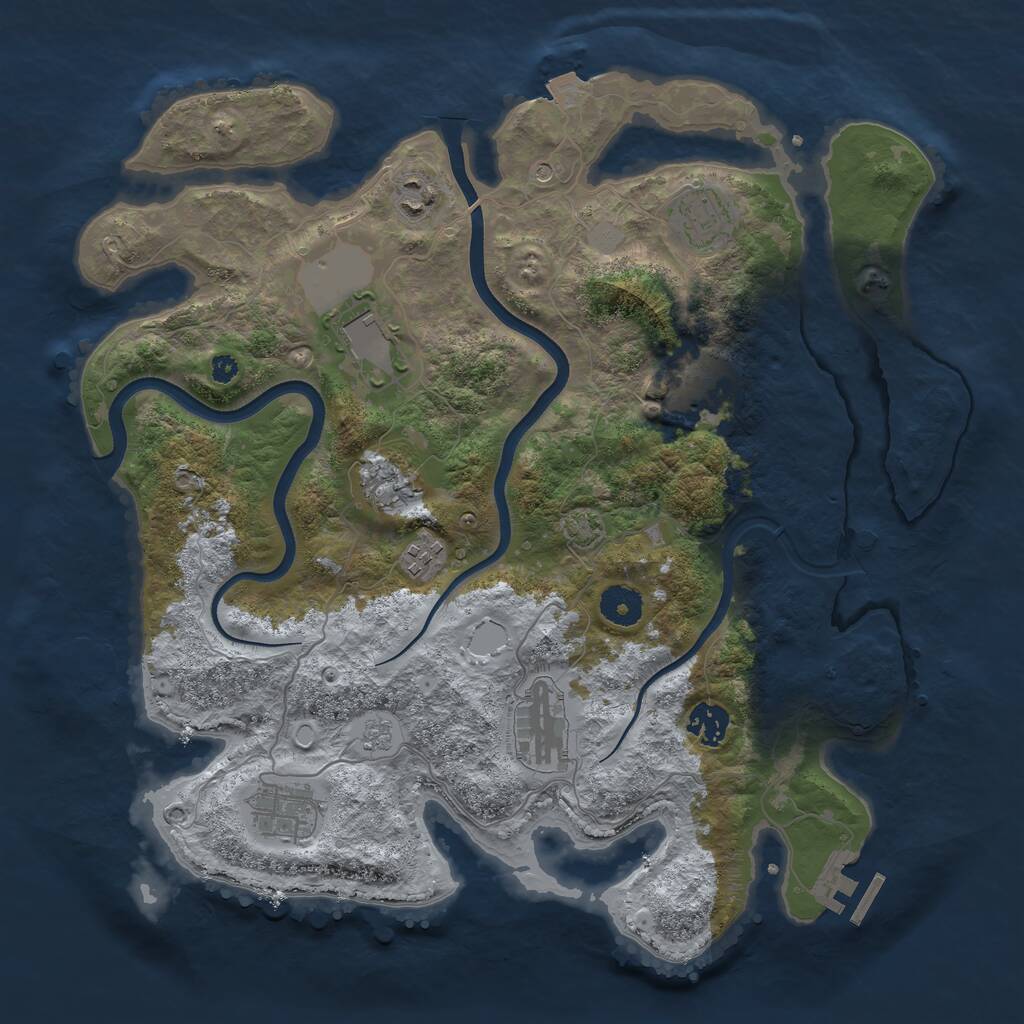 Rust Map: Procedural Map, Size: 3700, Seed: 1996105789, 14 Monuments