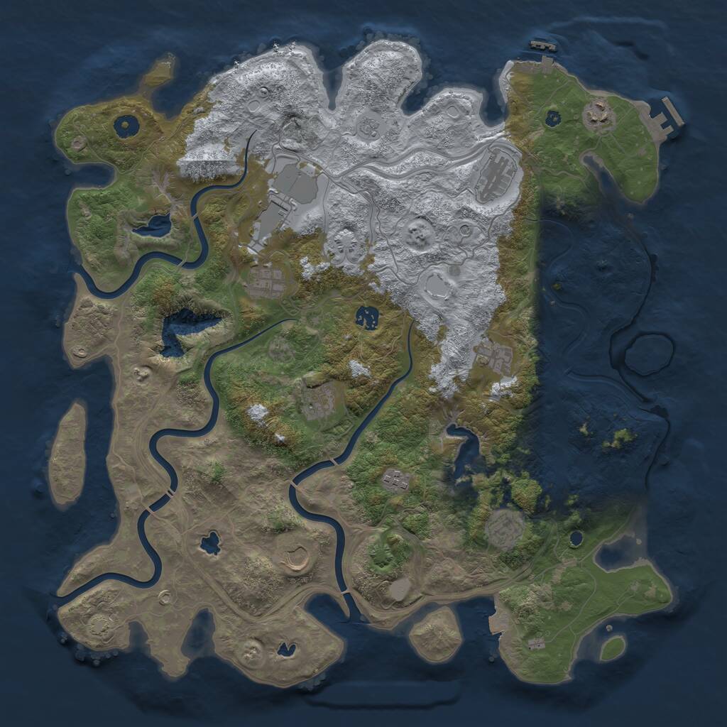 Rust Map: Procedural Map, Size: 4500, Seed: 64651, 16 Monuments