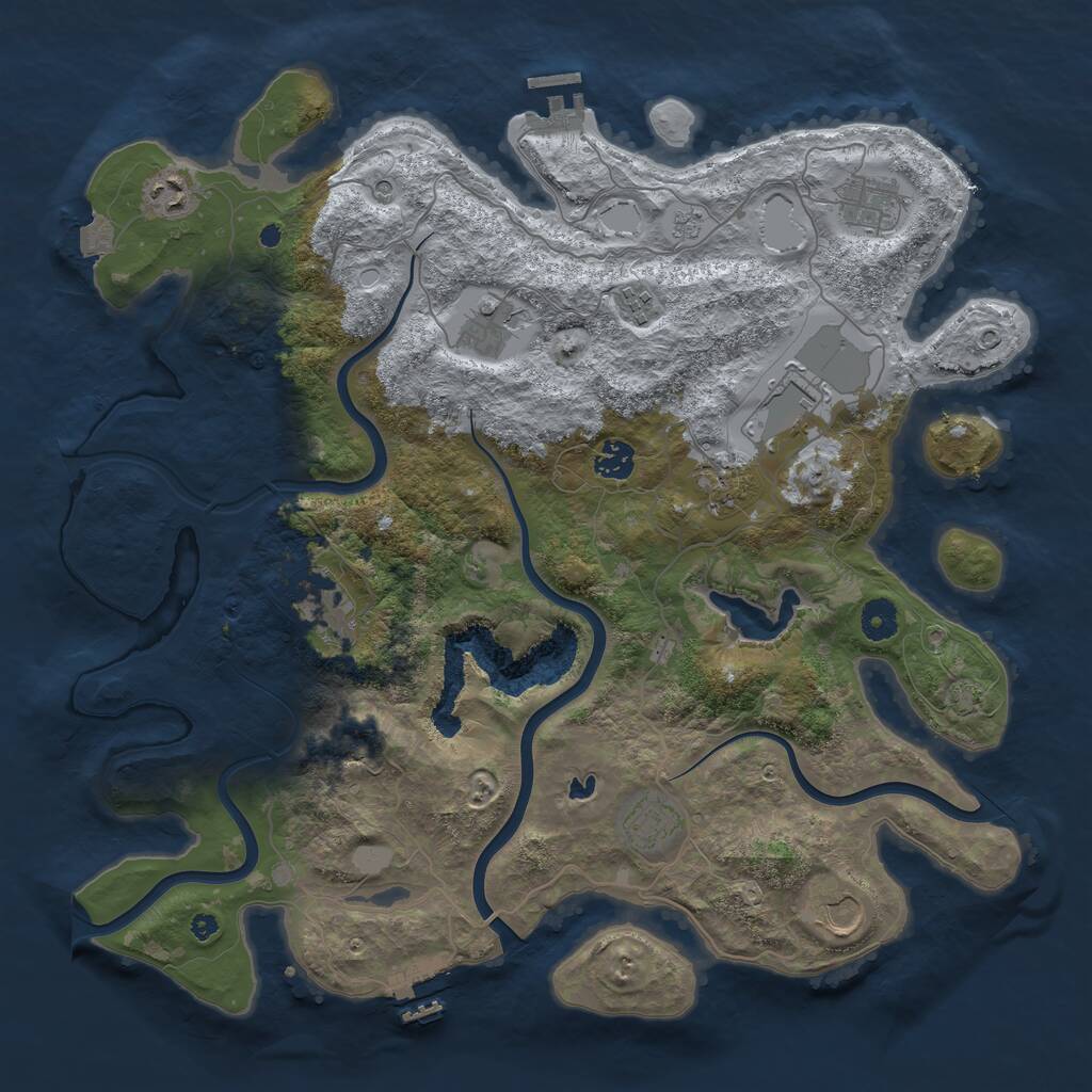 Rust Map: Procedural Map, Size: 4096, Seed: 1829561577, 16 Monuments