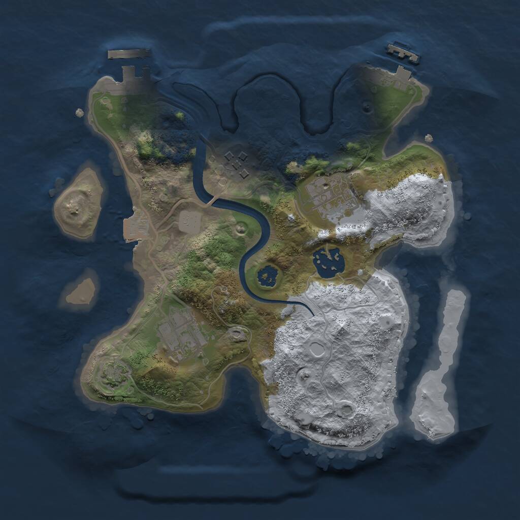 Rust Map: Procedural Map, Size: 2500, Seed: 554778963, 8 Monuments