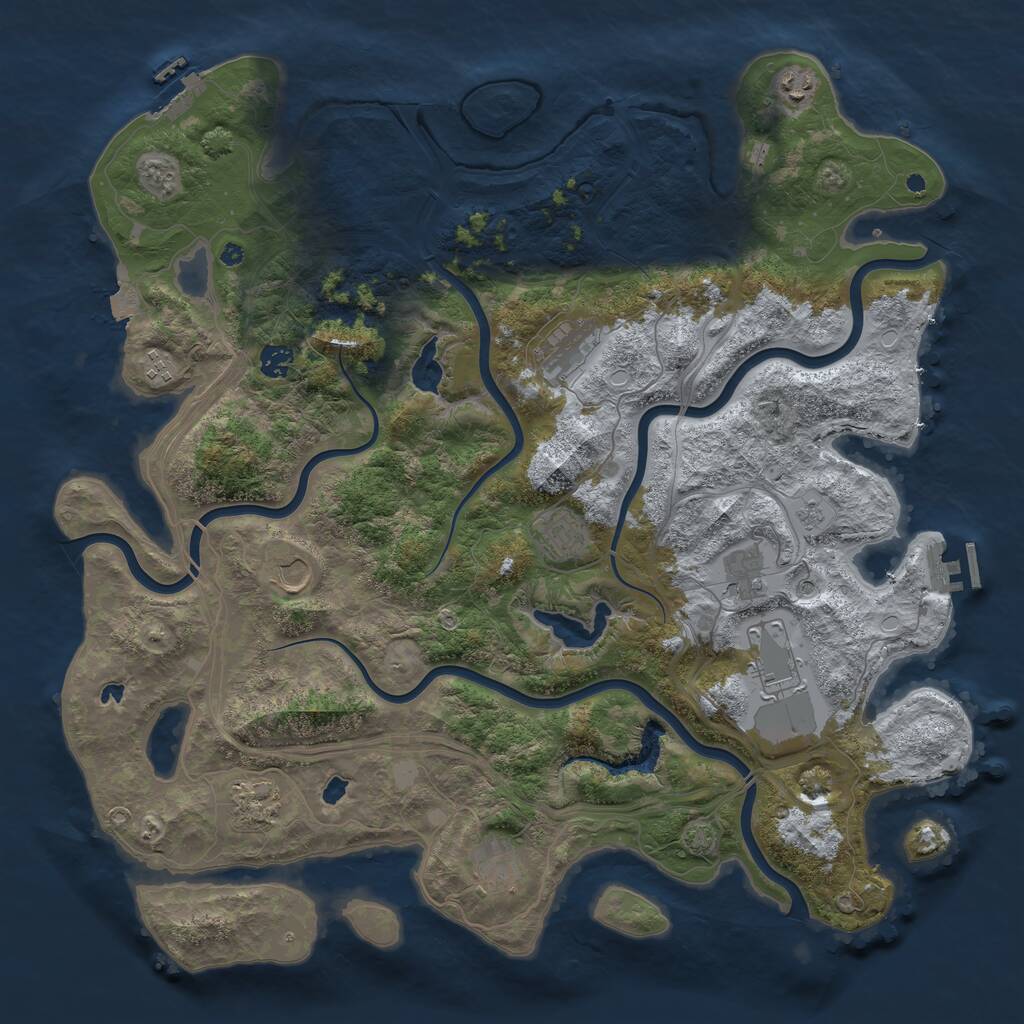 Rust Map: Procedural Map, Size: 4500, Seed: 705236529, 16 Monuments