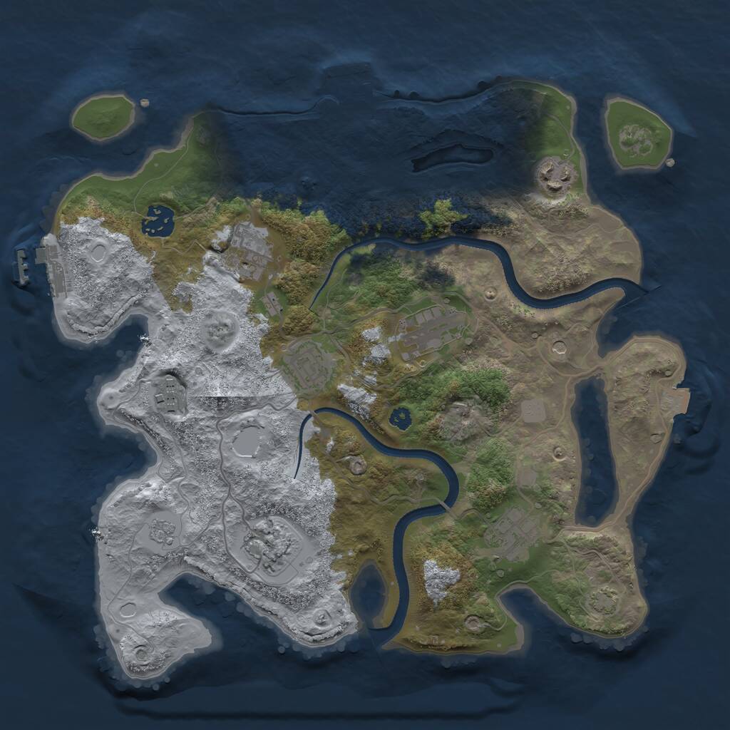 Rust Map: Procedural Map, Size: 3300, Seed: 586750986, 14 Monuments