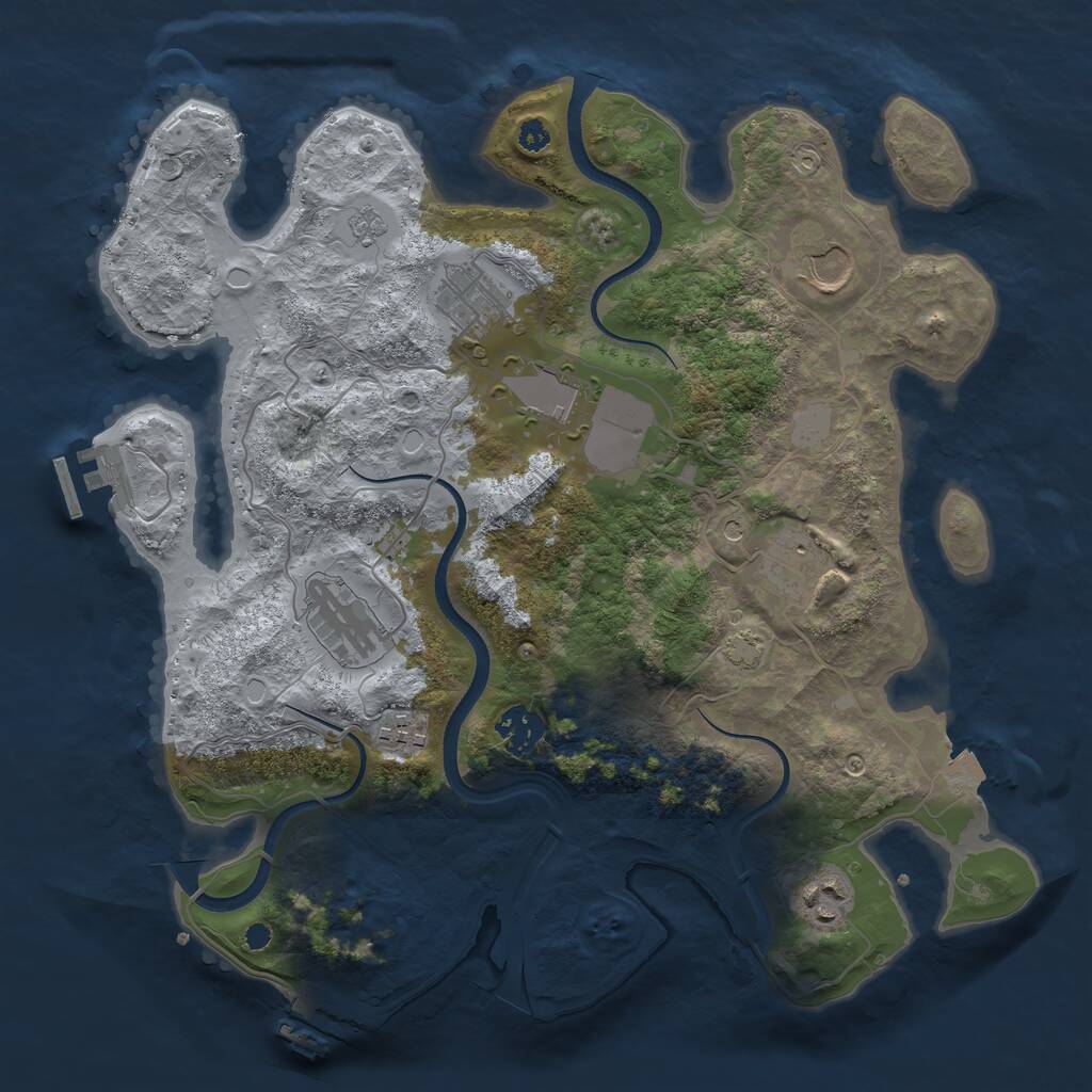 Rust Map: Procedural Map, Size: 3500, Seed: 131333, 14 Monuments