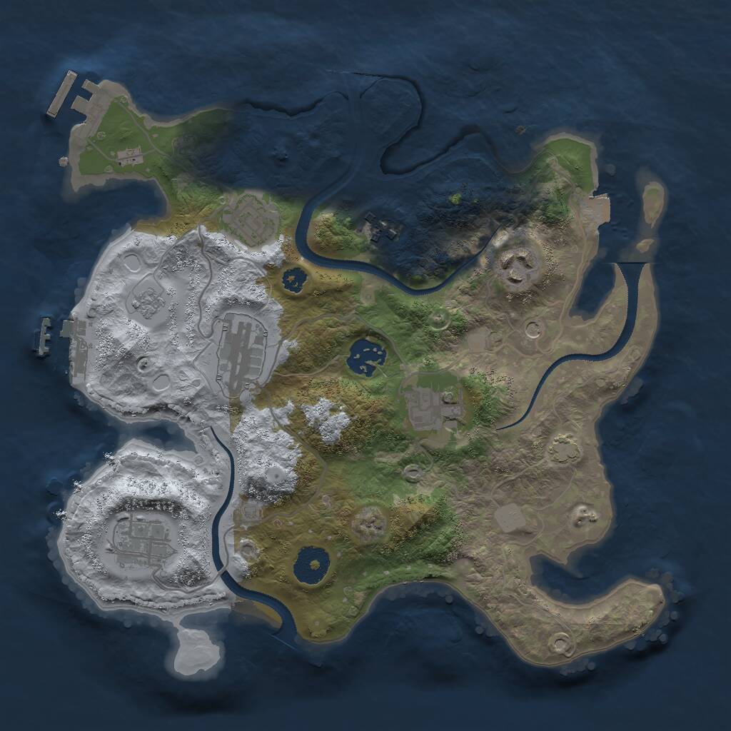 Rust Map: Procedural Map, Size: 3000, Seed: 467676, 13 Monuments