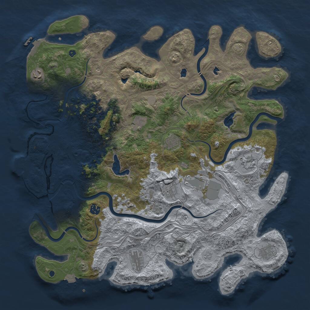 Rust Map: Procedural Map, Size: 4500, Seed: 411284829, 16 Monuments