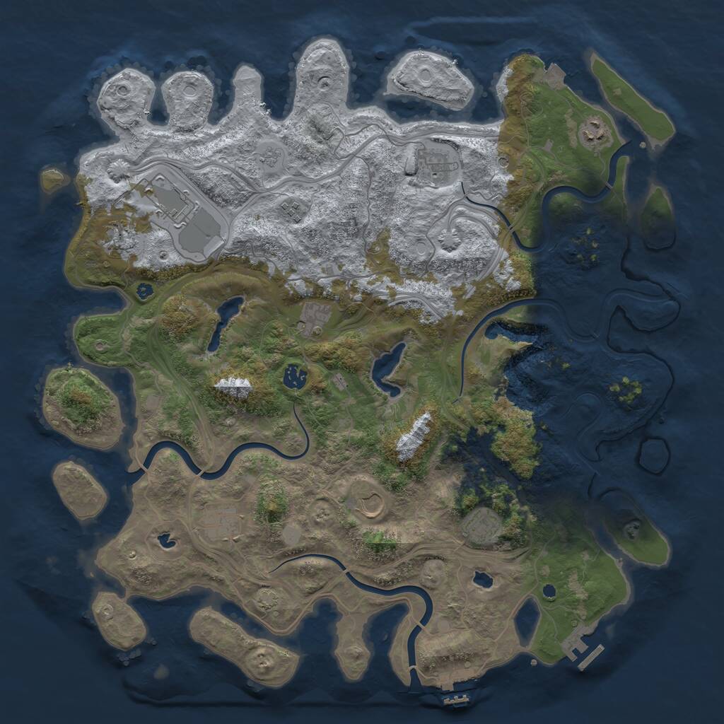 Rust Map: Procedural Map, Size: 4500, Seed: 740710088, 16 Monuments