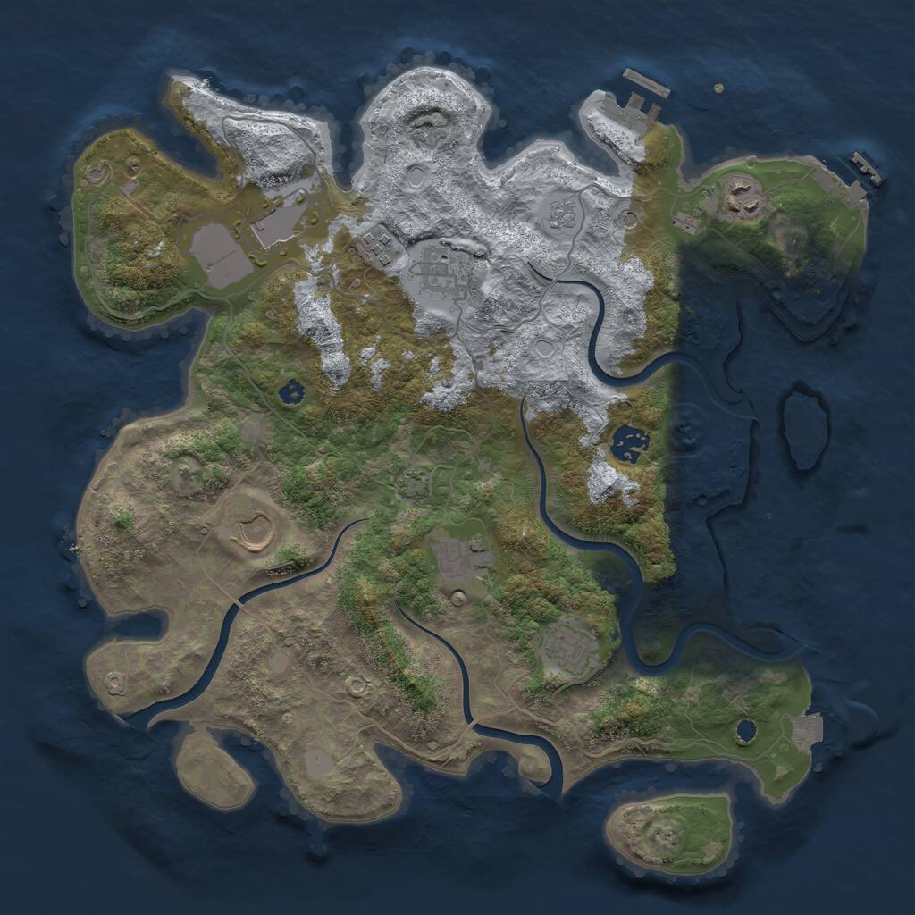 Rust Map: Procedural Map, Size: 3700, Seed: 302775712, 14 Monuments