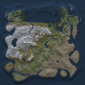 Thumbnail Rust Map: Procedural Map, Size: 4000, Seed: 934255049, 16 Monuments