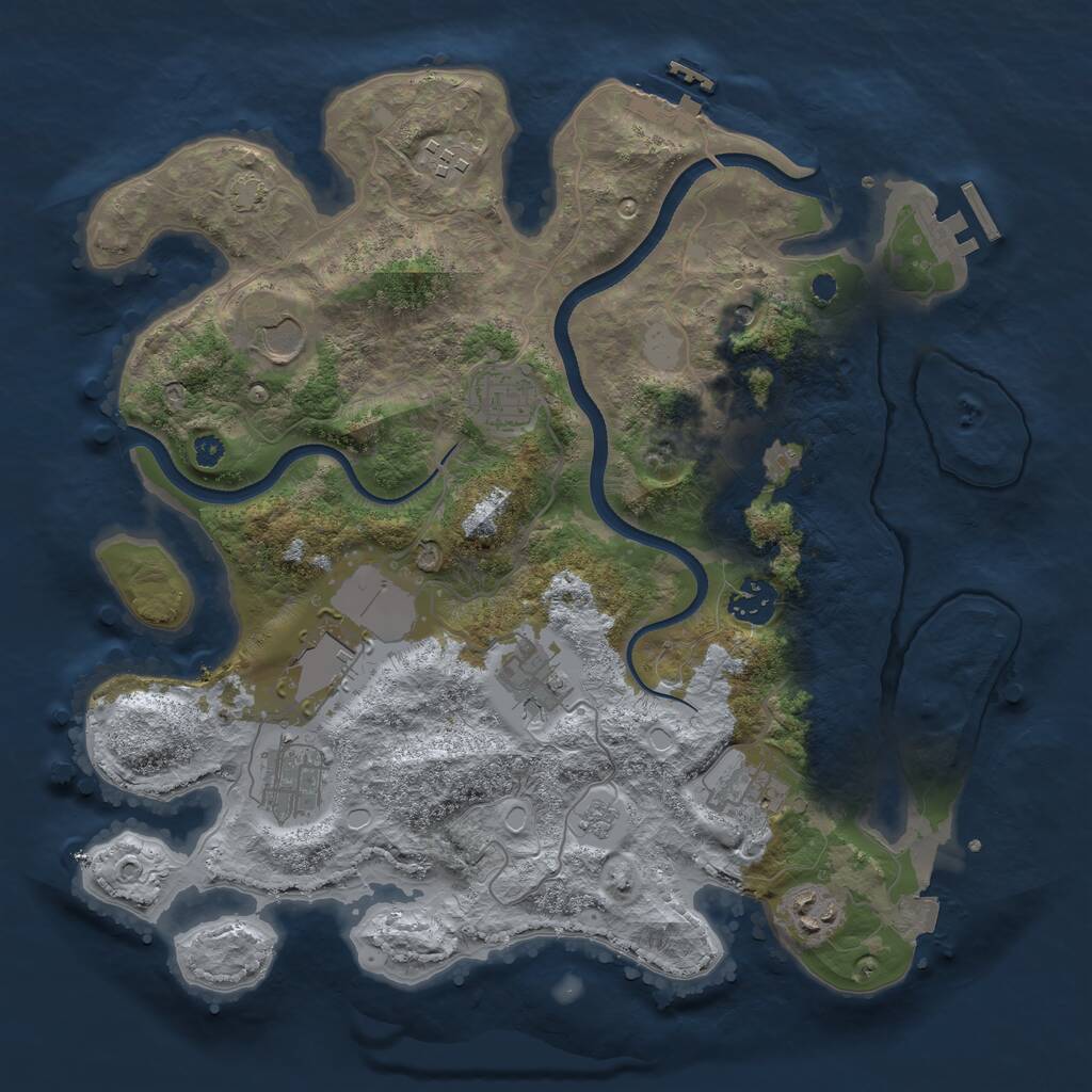 Rust Map: Procedural Map, Size: 3500, Seed: 587838622, 16 Monuments