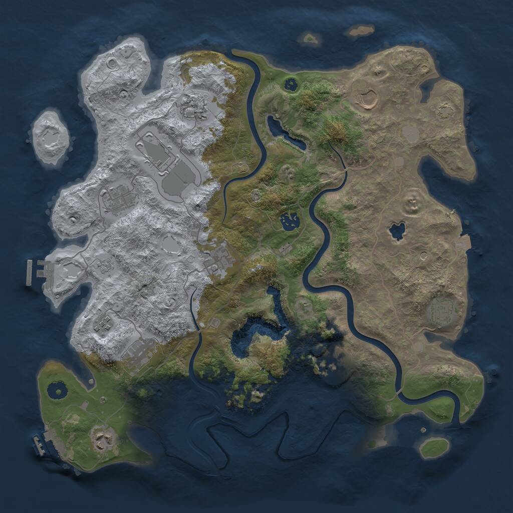 Rust Map: Procedural Map, Size: 4000, Seed: 8654321, 17 Monuments