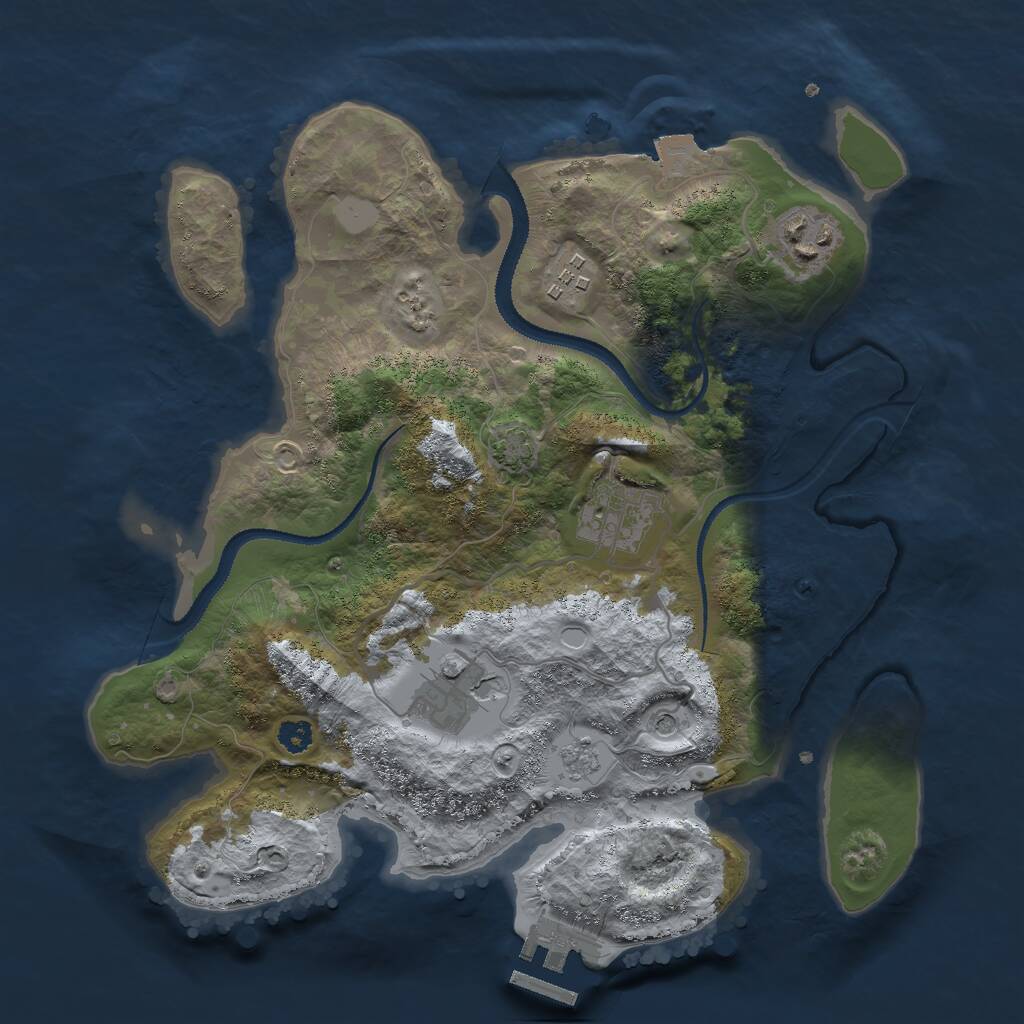 Rust Map: Procedural Map, Size: 3000, Seed: 3620518, 9 Monuments