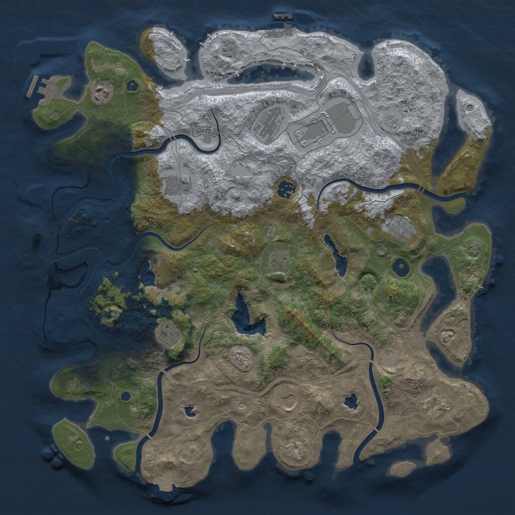Rust Map: Procedural Map, Size: 4500, Seed: 278533666, 17 Monuments