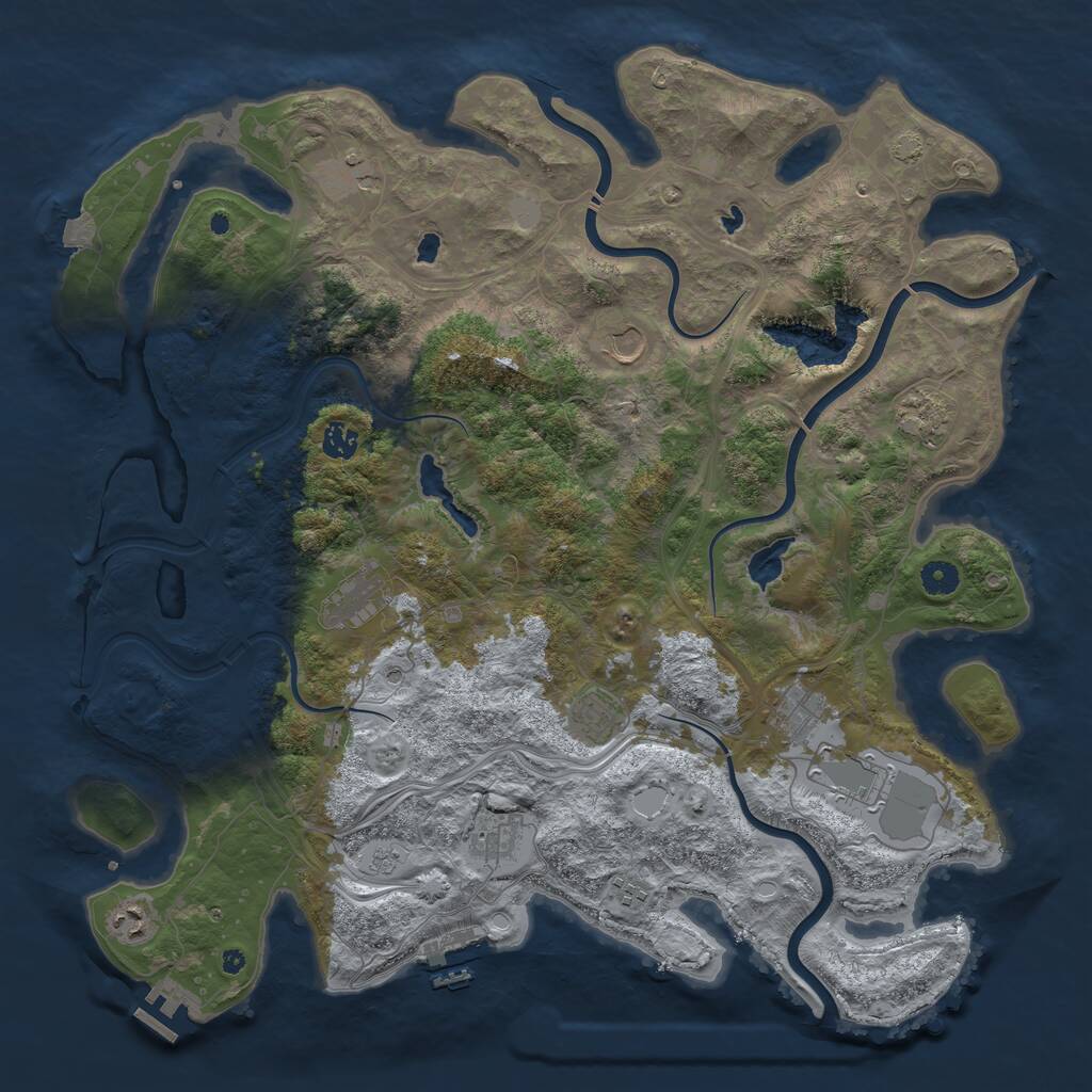 Rust Map: Procedural Map, Size: 4500, Seed: 1917294082, 17 Monuments