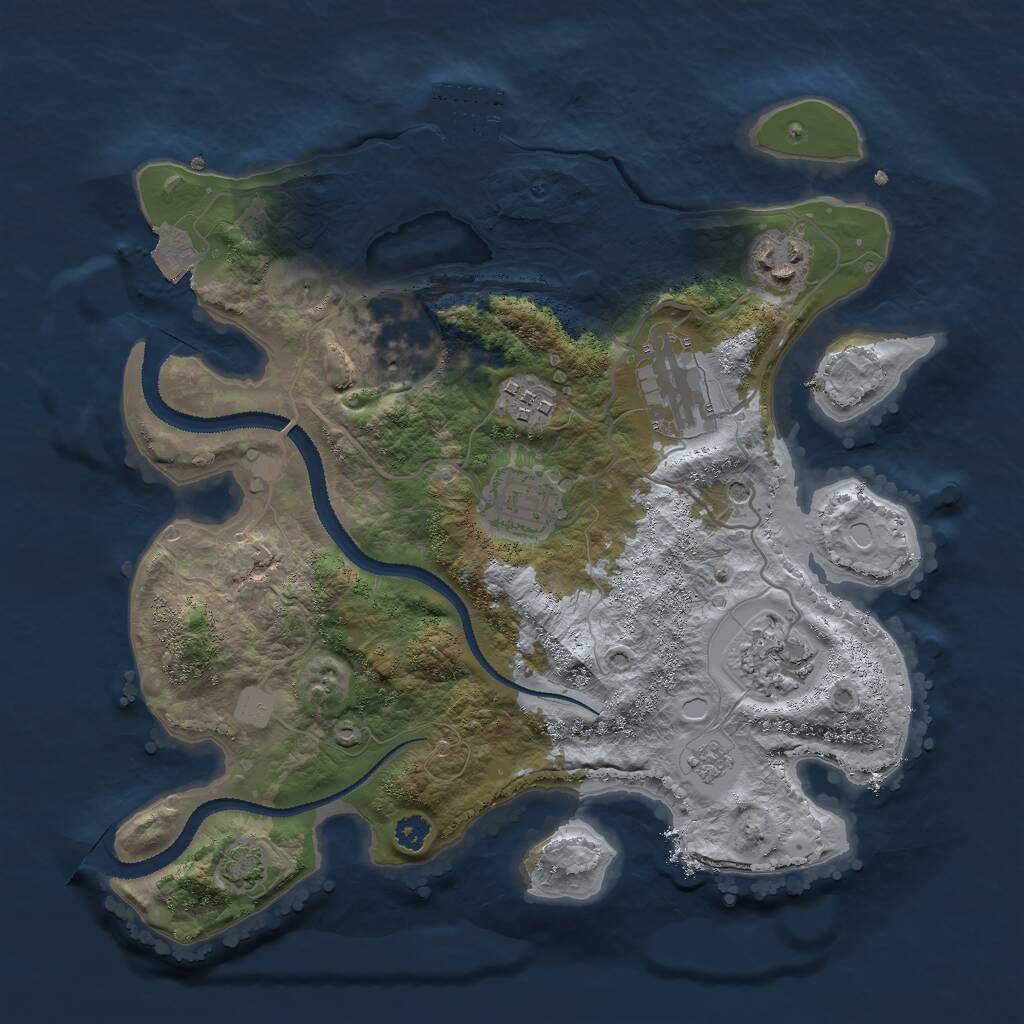 Rust Map: Procedural Map, Size: 3000, Seed: 8991, 11 Monuments